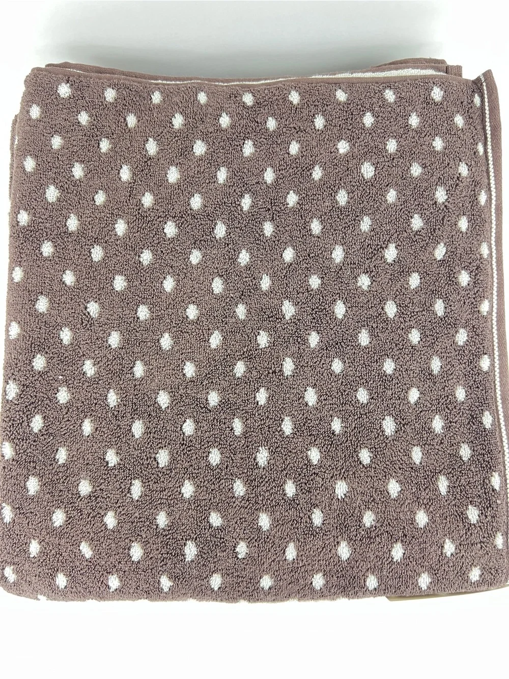 Rachel Zoe Bath Towel Set Brown Off White Polka Dots Soft 100% Cotton 8 Pc NEW